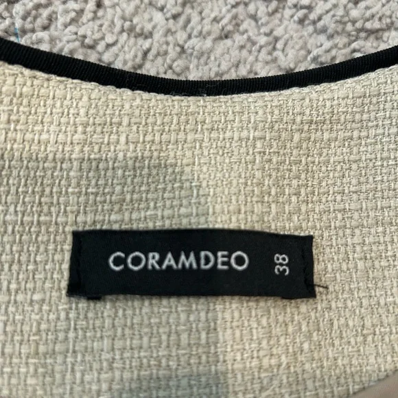 Coramdeo Cream Tailored Pantsuit Jacket with Black Trim - Picture 5 of 11